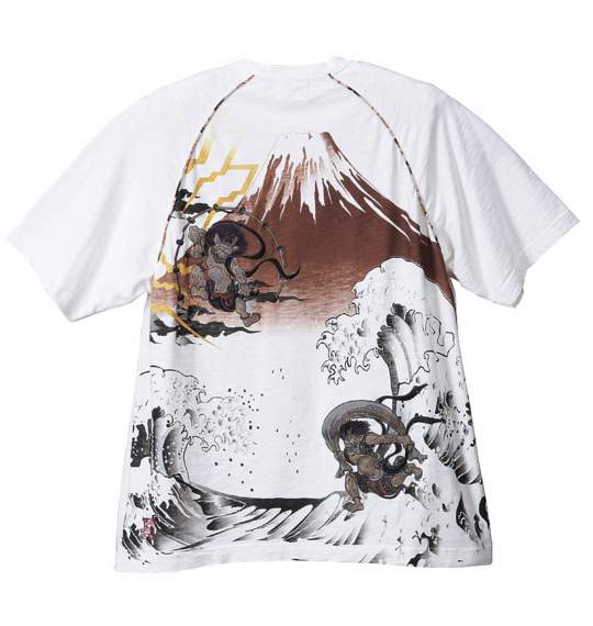 絡繰魂 和柄ラグランTシャツ半袖 オフホワイト