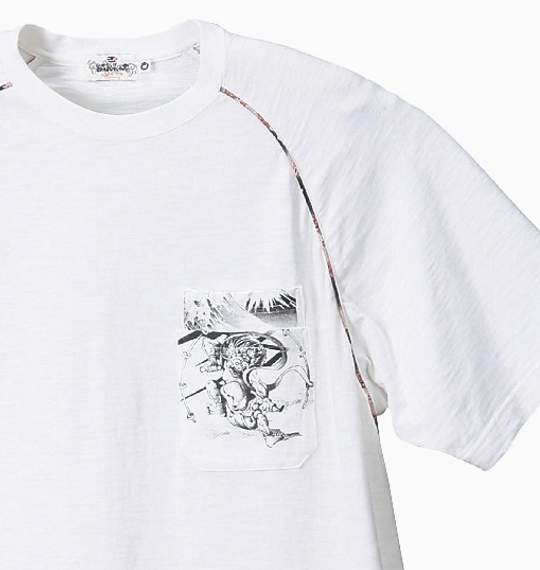 絡繰魂 和柄ラグランTシャツ半袖 オフホワイト