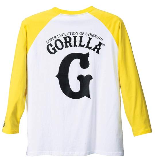 Gorilla ラグランTシャツ ホワイト×イエロー