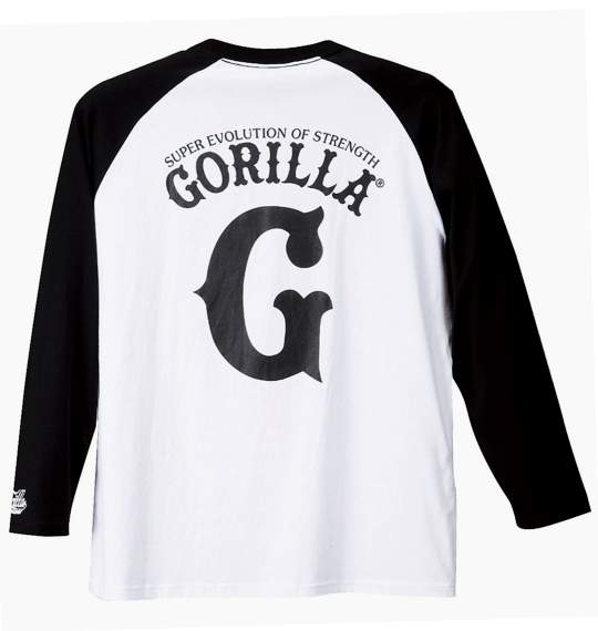 Gorilla ラグランTシャツ ホワイト×ブラック
