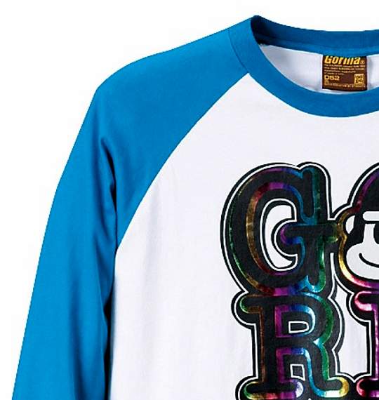 Gorilla ラグランTシャツ ホワイト×ターコイズ