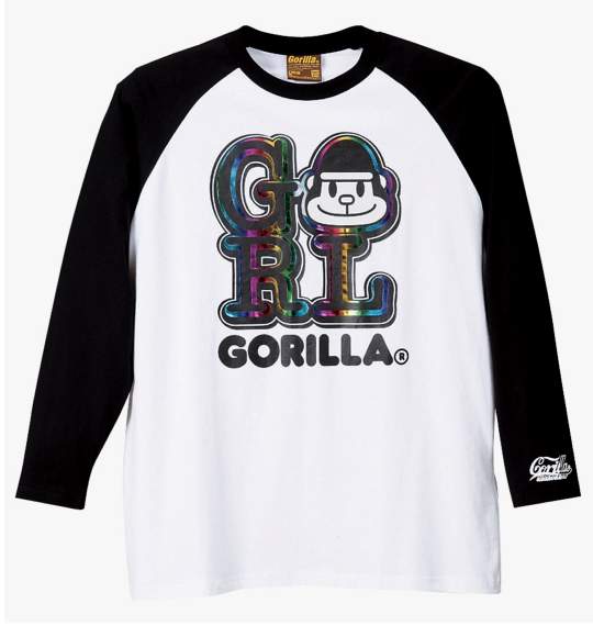 Gorilla ラグランTシャツ ホワイト×ブラック
