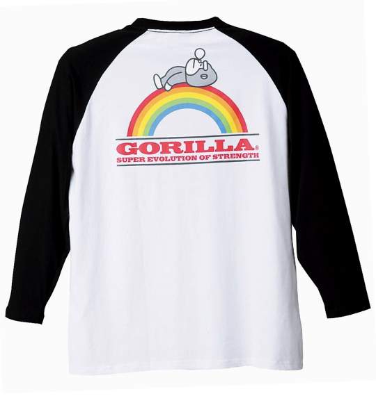 Gorilla ラグランTシャツ ホワイト×ブラック