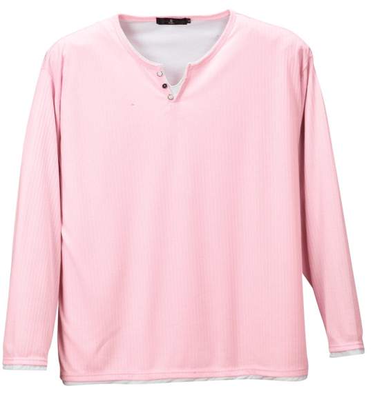 Pincponc フェイクヘンリーTシャツ ピンク