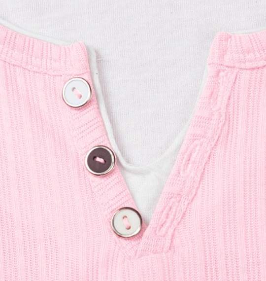 Pincponc フェイクヘンリーTシャツ ピンク