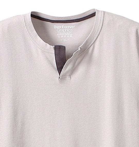 Over Forever 半袖キーネックTシャツ ライトグレー
