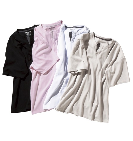 Over Forever 半袖キーネックTシャツ ライトグレー