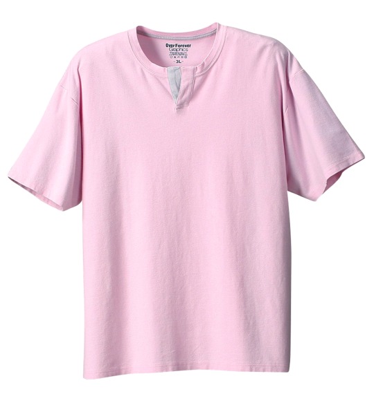 Over Forever 半袖キーネックTシャツ ピンク