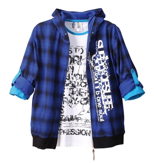 b-one-soul パーカー+ラグラン七分Tシャツ ブルー×ターコイズ