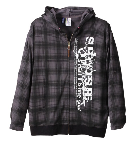 b-one-soul パーカー+ラグラン七分Tシャツ チャコール×ピンク