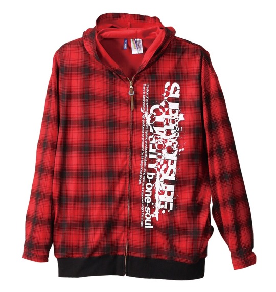 b-one-soul パーカー+ラグラン七分Tシャツ レッド×ブラウン