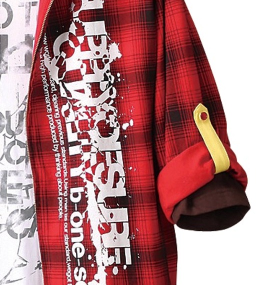 b-one-soul パーカー+ラグラン七分Tシャツ レッド×ブラウン