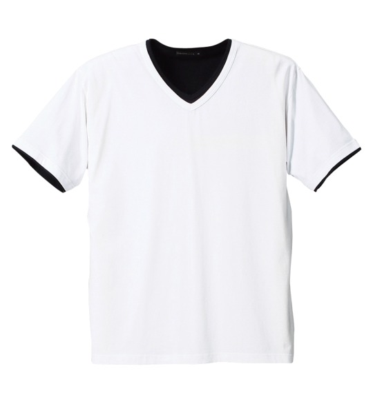 COLLINS ワッフルジップ+VTシャツ半袖 ブラック×ホワイト