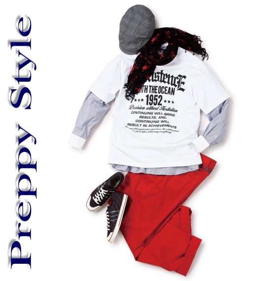 COLLINS ファー付パーカー+Tシャツ半袖 レッド×ホワイト