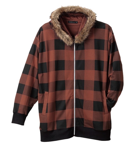 COLLINS ファー付パーカー+Tシャツ半袖 ブラウン×ブラック