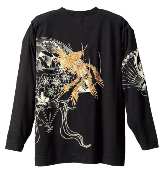 絡繰魂 和柄Tシャツ ブラック