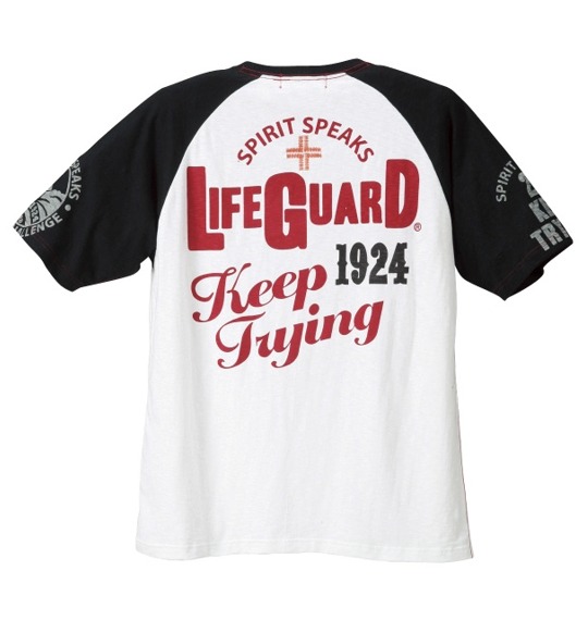 LIFE GUARD ラグランTシャツ(半袖) オフホワイト×ブラック