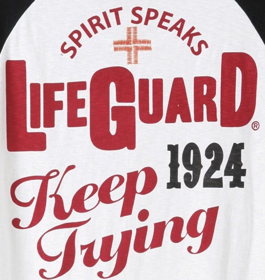 LIFE GUARD ラグランTシャツ(半袖) オフホワイト×ブラック