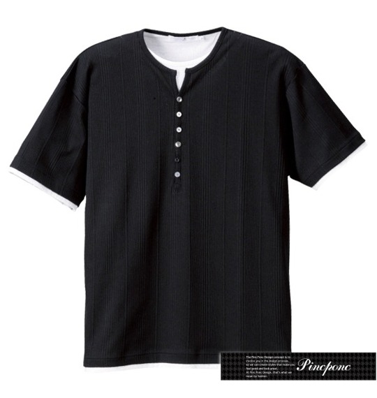 Pincponc ヘンリーTシャツ半袖 ブラック