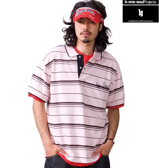 b-one-soul ポロシャツ半袖 ライトピンク