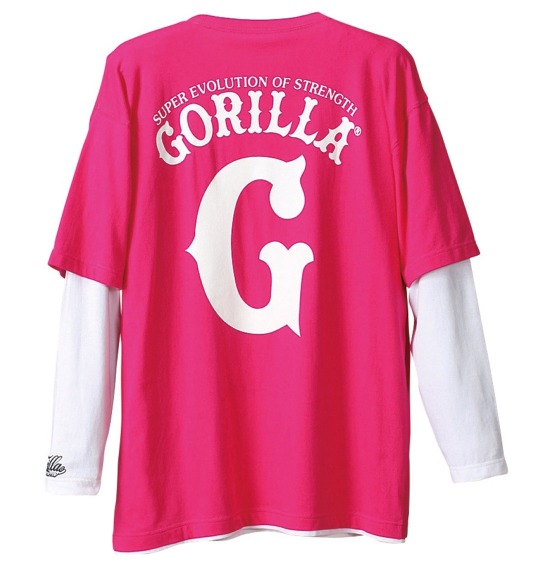 Gorilla Tシャツ ピンク×ホワイト