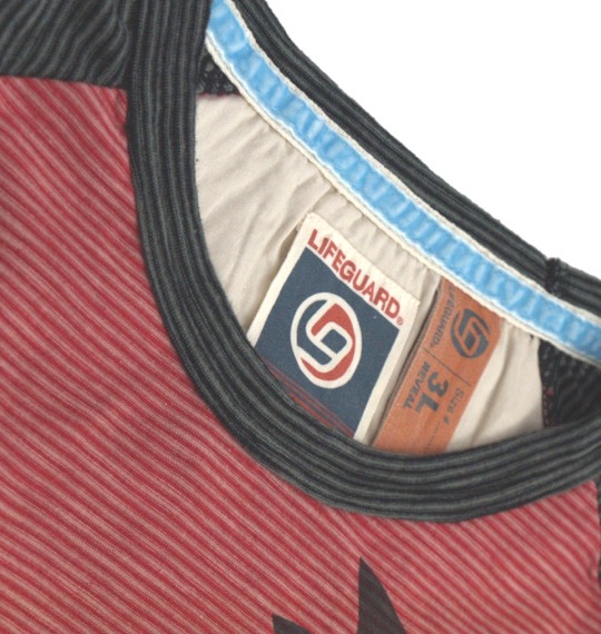 LIFE GUARD ラグランTシャツ レッド×チャコール