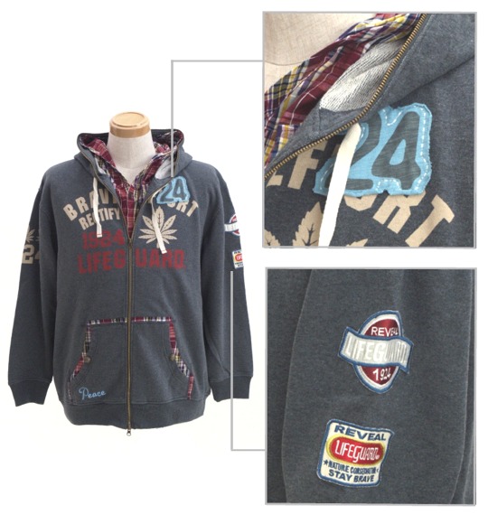 LIFE GUARD ジップパーカー チャコール