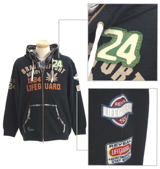LIFE GUARD ジップパーカー ブラック