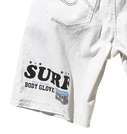 BODY GLOVE ダメージデニムハーフパンツ ホワイト