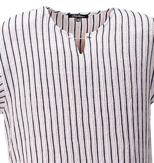MISTLETOE キーネックTシャツ(半袖) ホワイト×ブラック