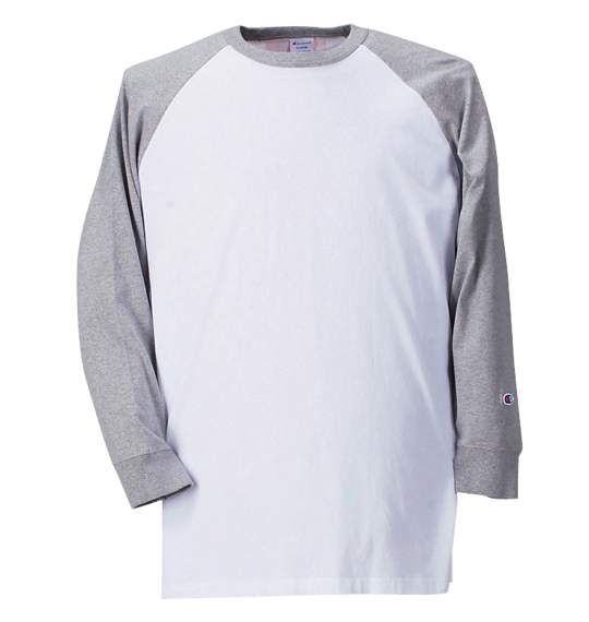 CHAMPION ラグランTシャツ ホワイト×モクグレー