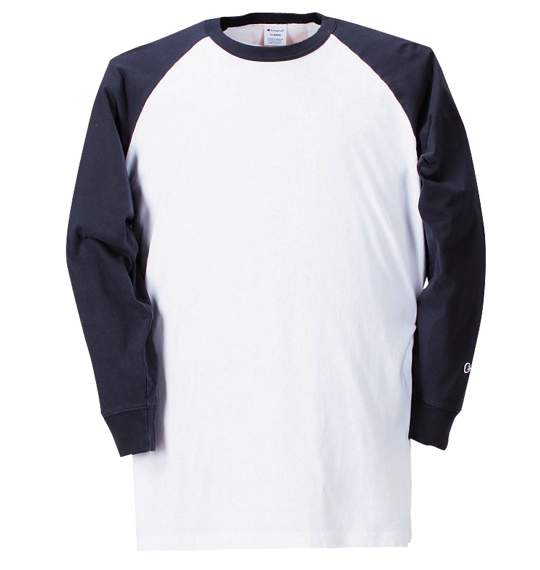 CHAMPION ラグランTシャツ ホワイト×ネイビー
