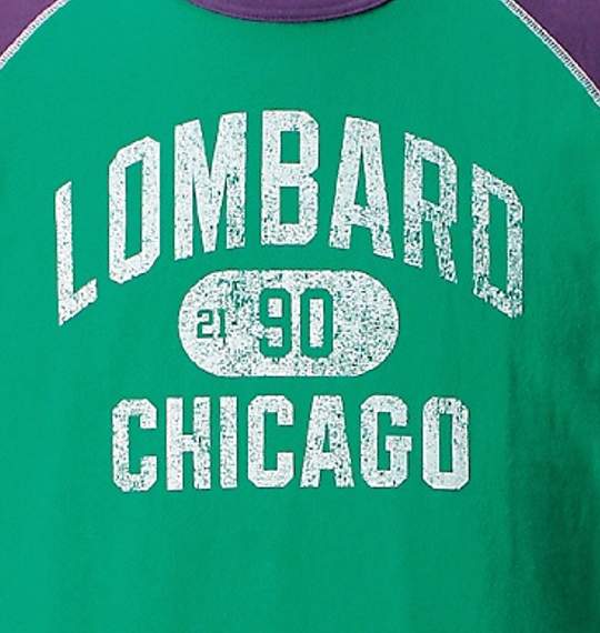 CHAMPION ラグランTシャツ(半袖) グリーン×パープル