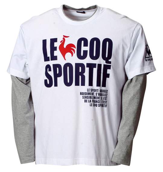 LE COQ SPORTIF フェイクレイヤードTシャツ ホワイト×モクグレー