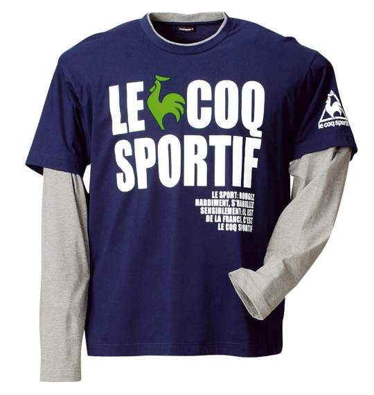 LE COQ SPORTIF フェイクレイヤードTシャツ ネイビー×モクグレー