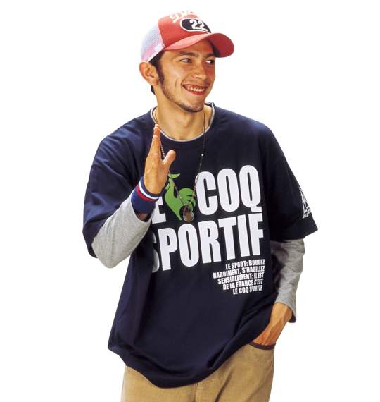 LE COQ SPORTIF フェイクレイヤードTシャツ ネイビー×モクグレー