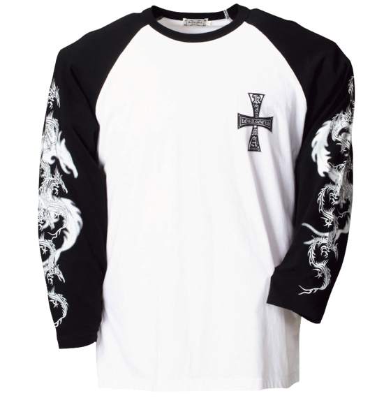 KARMA ラグランTシャツ ホワイト×ブラック
