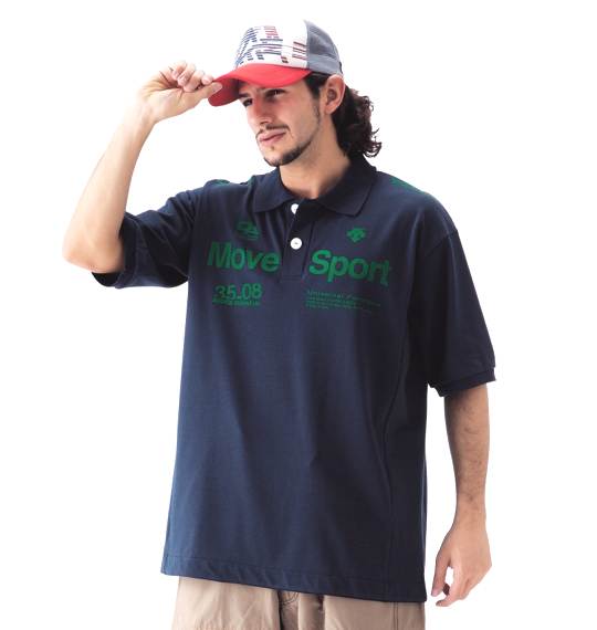 DESCENTE ポロシャツ(半袖) ネイビー