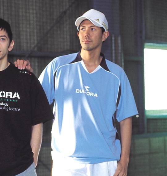 DIADORA プラクティスシャツ サックス×ネイビー