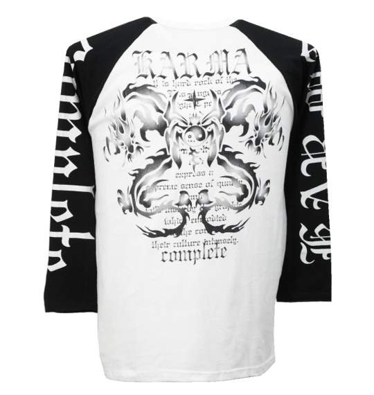 KARMA ラグランTシャツ ホワイト×ブラック