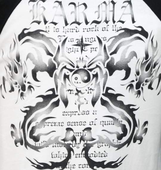 KARMA ラグランTシャツ ホワイト×ブラック