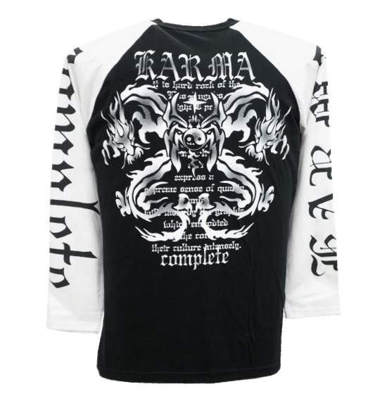 KARMA ラグランTシャツ ブラック×ホワイト