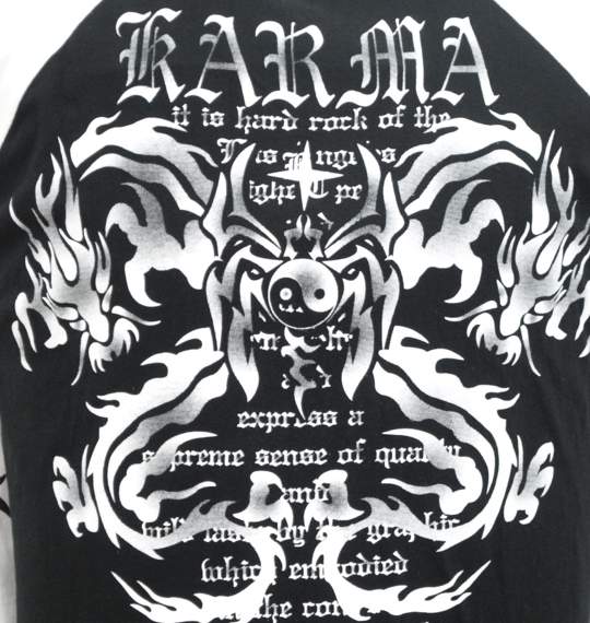 KARMA ラグランTシャツ ブラック×ホワイト