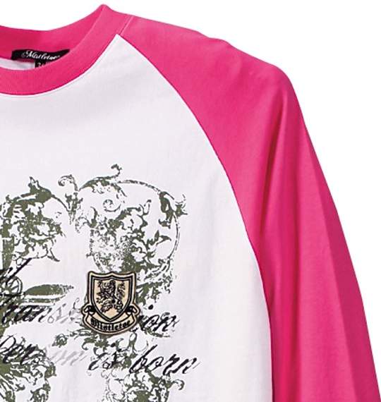 Mistletoe ラグランTシャツ ホワイト×ピンク