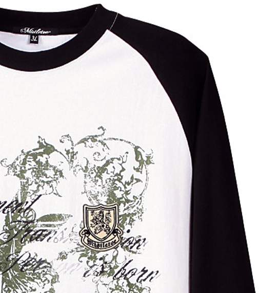 Mistletoe ラグランTシャツ ホワイト×ブラック