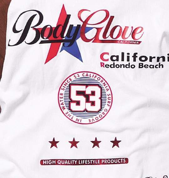 BODY GLOVE 七分ラグランヘンリーTシャツ ホワイト×ブラウン