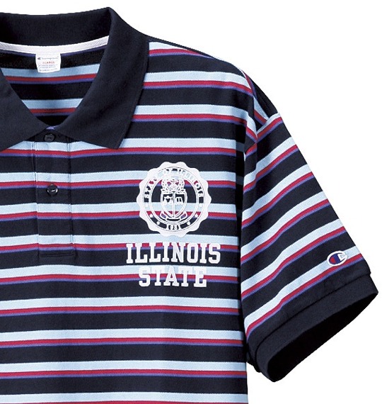 Champion ポロシャツ半袖 ネイビー×サックス