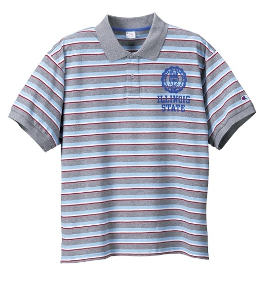 Champion ポロシャツ半袖 モクグレー×サックス