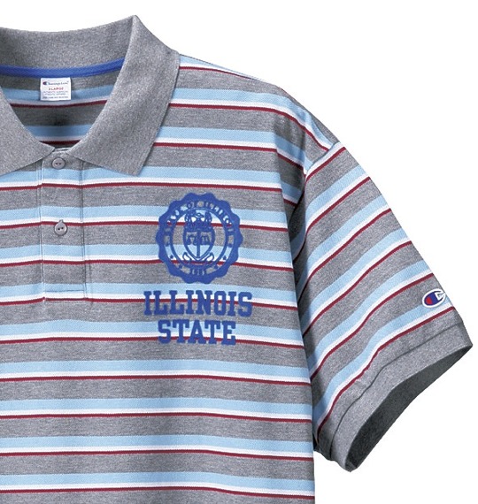 Champion ポロシャツ半袖 モクグレー×サックス