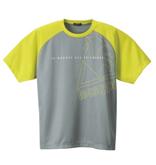 LE COQ SPORTIF Tシャツ(半袖) グレー×ライムイエロー